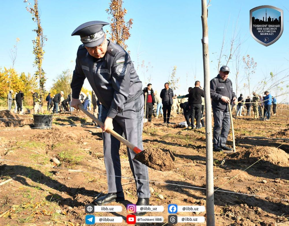 Сотрудники ГУВД г. Ташкента принимают участие в челлендже "Зеленый город"